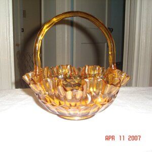 Fenton Amber color basket dish